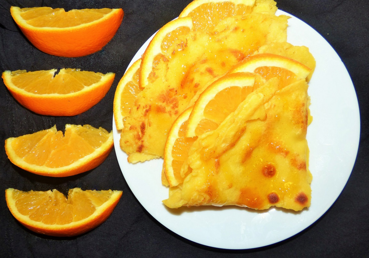 Bezglutenowe naleśniki kukurydziane z pomarańczą foto