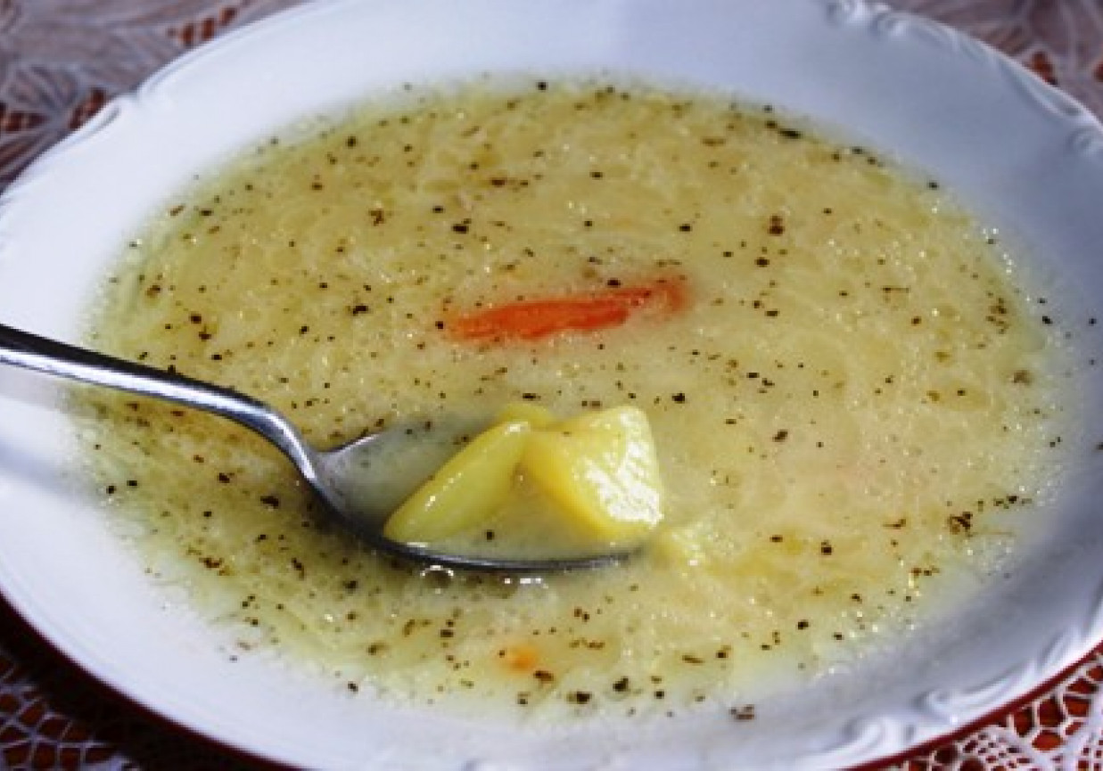 Biała zupa z warzywami foto