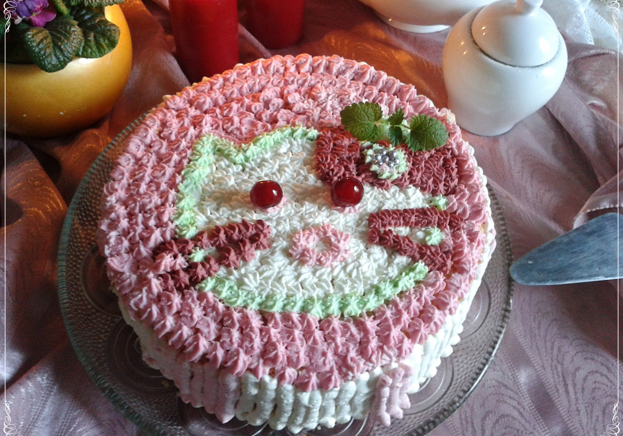 Biało-różowy tort dla dziewczynki foto