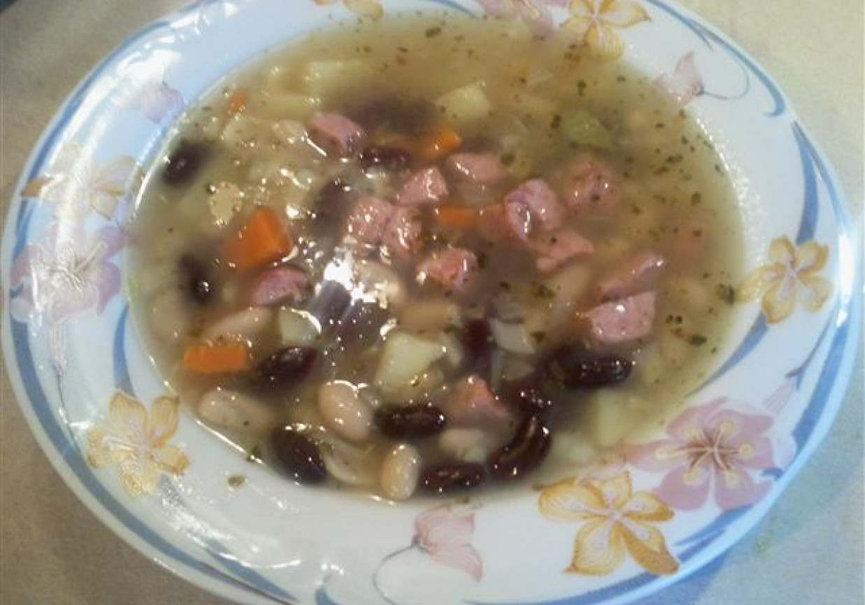 Błyskawiczna zupa fasolowa na niedzielnym rosole foto