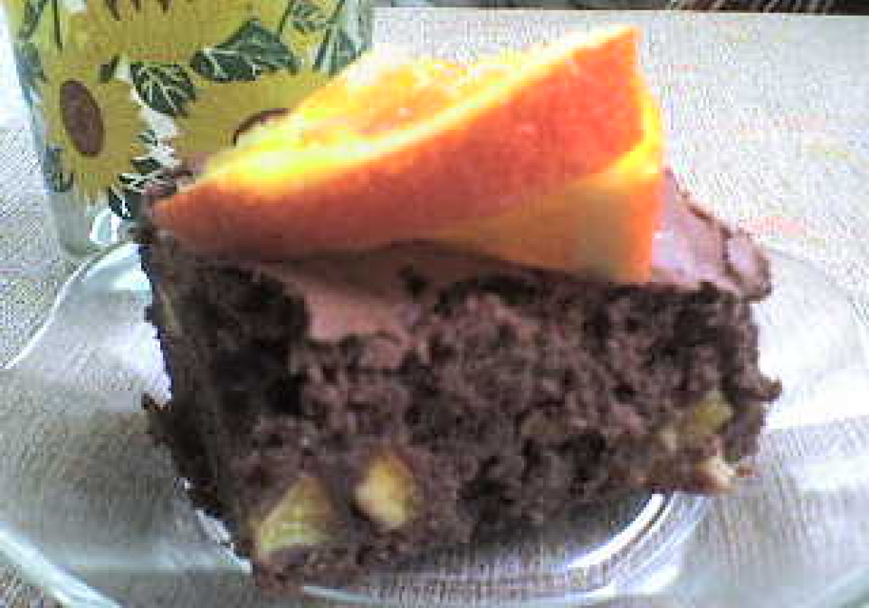 Brownies z pomarańczą i białą czekoladą foto