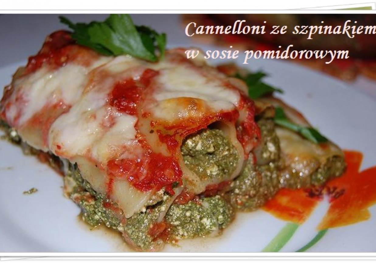 Cannelloni ze szpinakiem w sosie pomidorowym foto