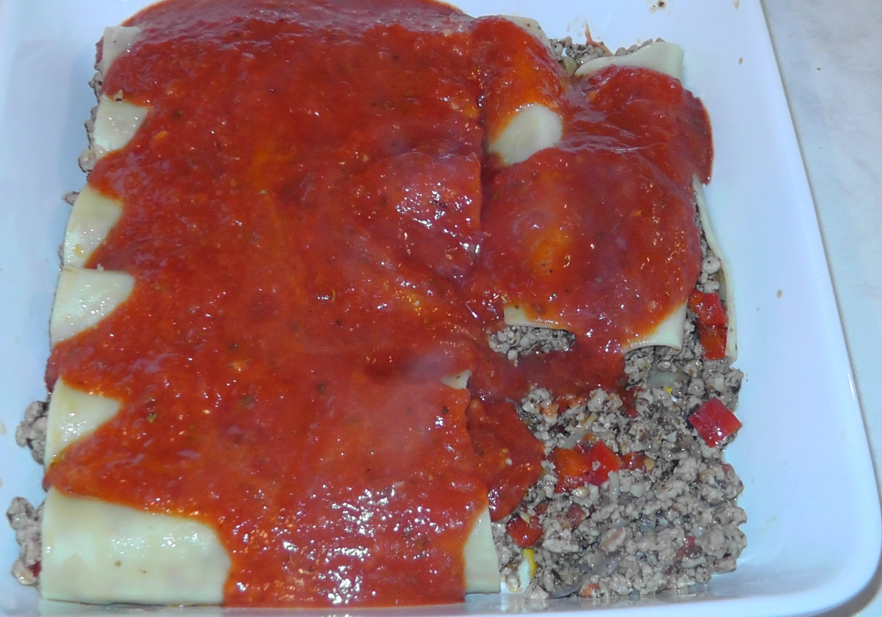 Canneloni z mięsem mielonym i sosem pomidorowym foto