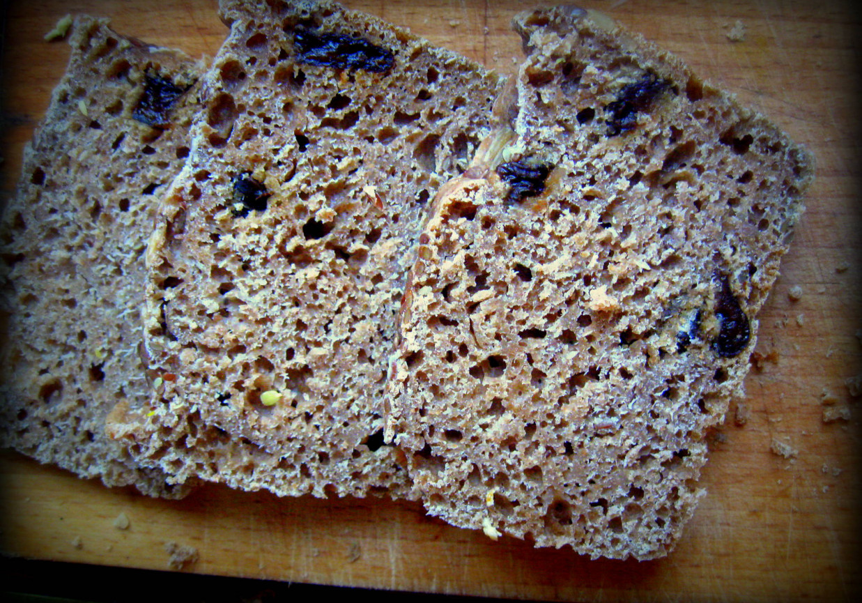 Chleb żytni z suszonymi śliwkami foto