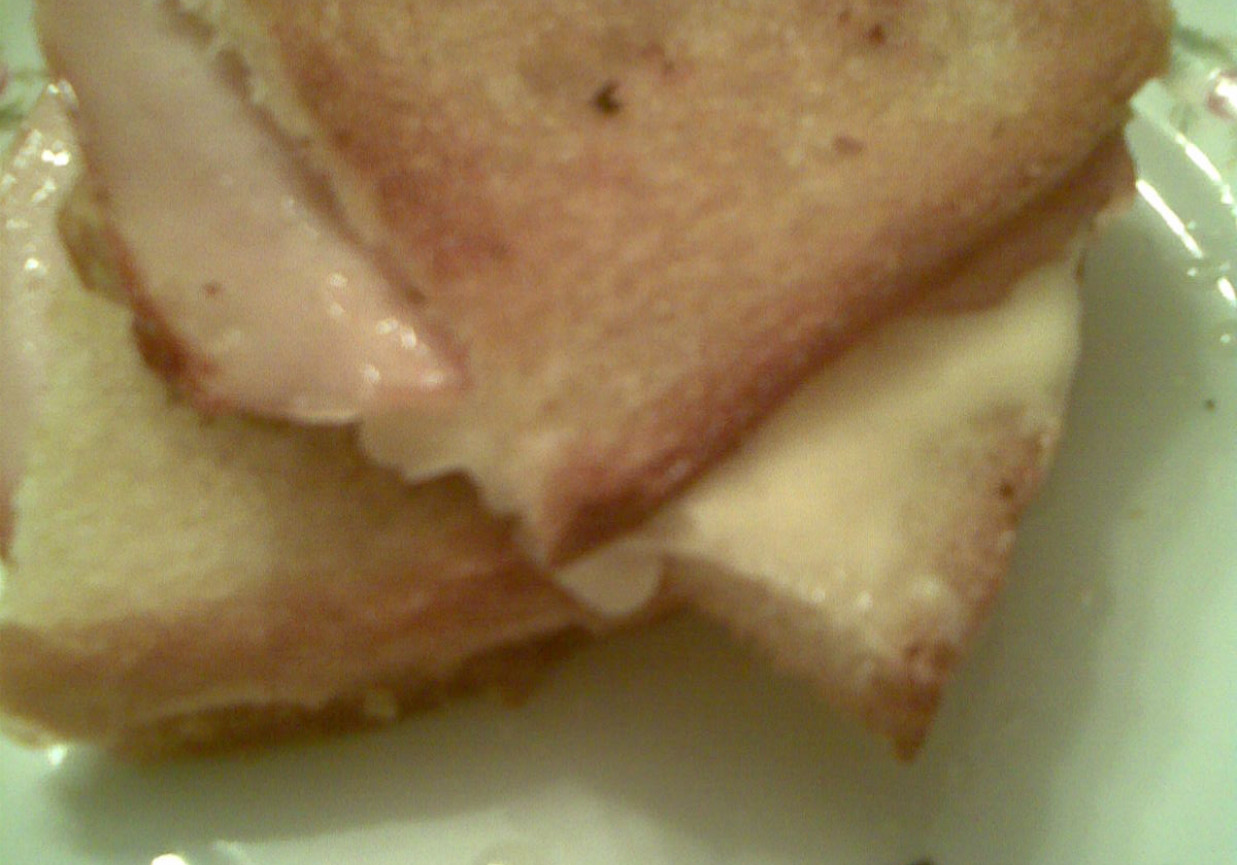 Chlebek smażony z serem szynką foto