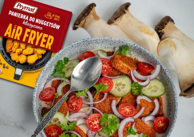 Fotografia przedstawiająca Chrupiące boczniaki w panierce