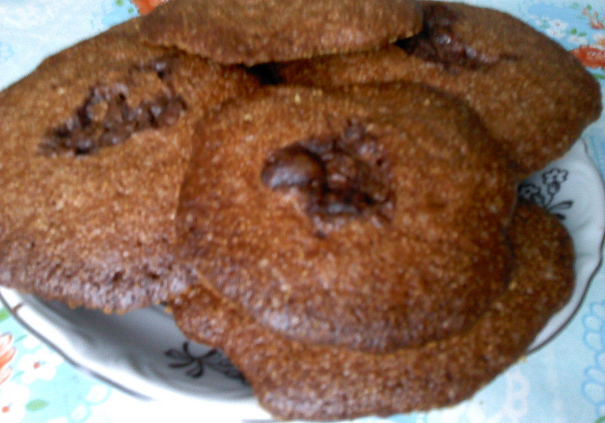 Ciasteczka kakaowe z kaszy mannej z kremem czekoladowym foto