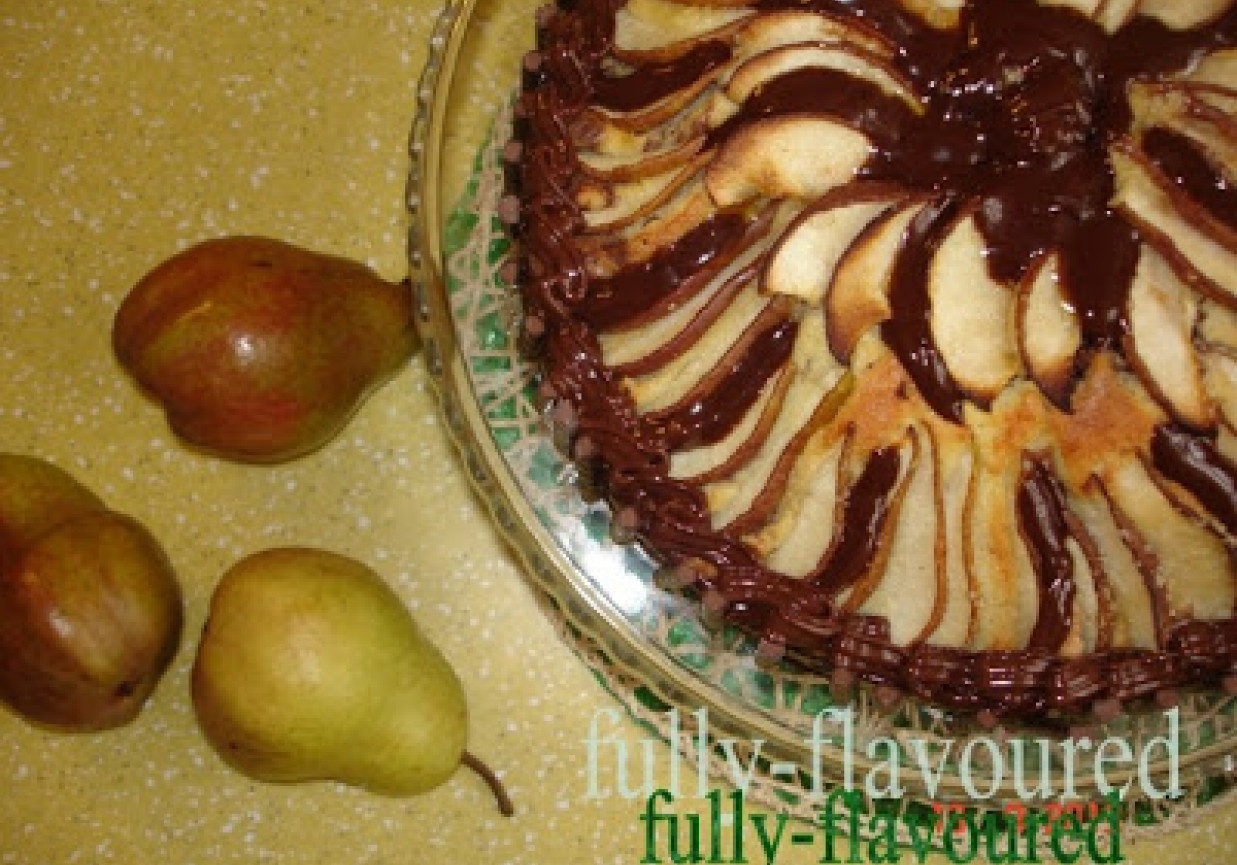 Ciasto czekoladowo-waniliowe z gruszkami foto