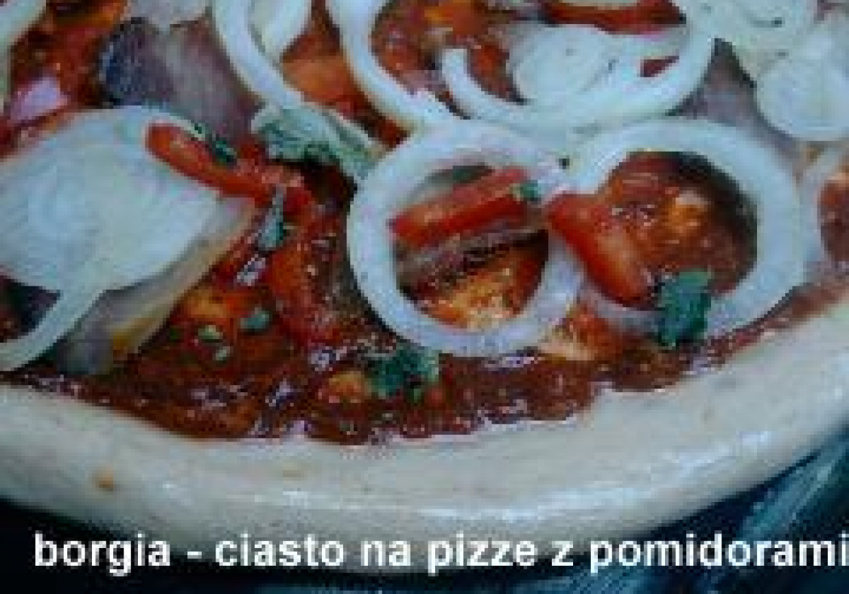 Ciasto na pizzę z suszonymi pomidorami foto