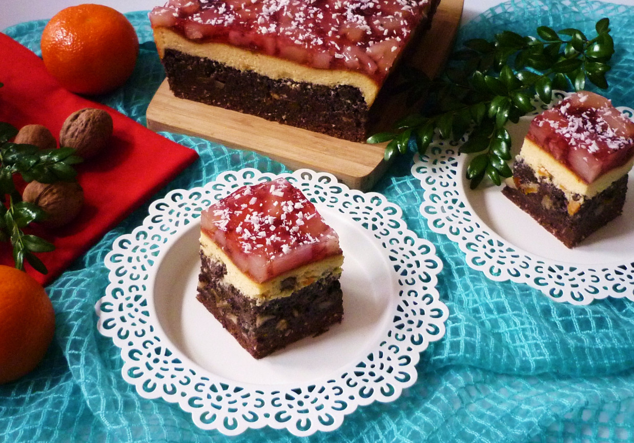 Ciasto serowo-makowe z galaretką foto