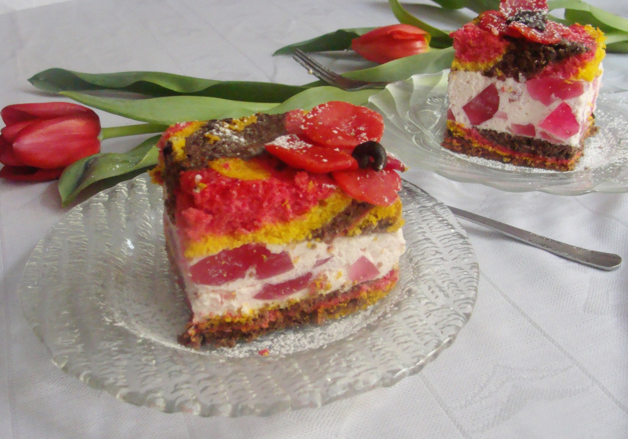 Ciasto w trzech kolorach foto