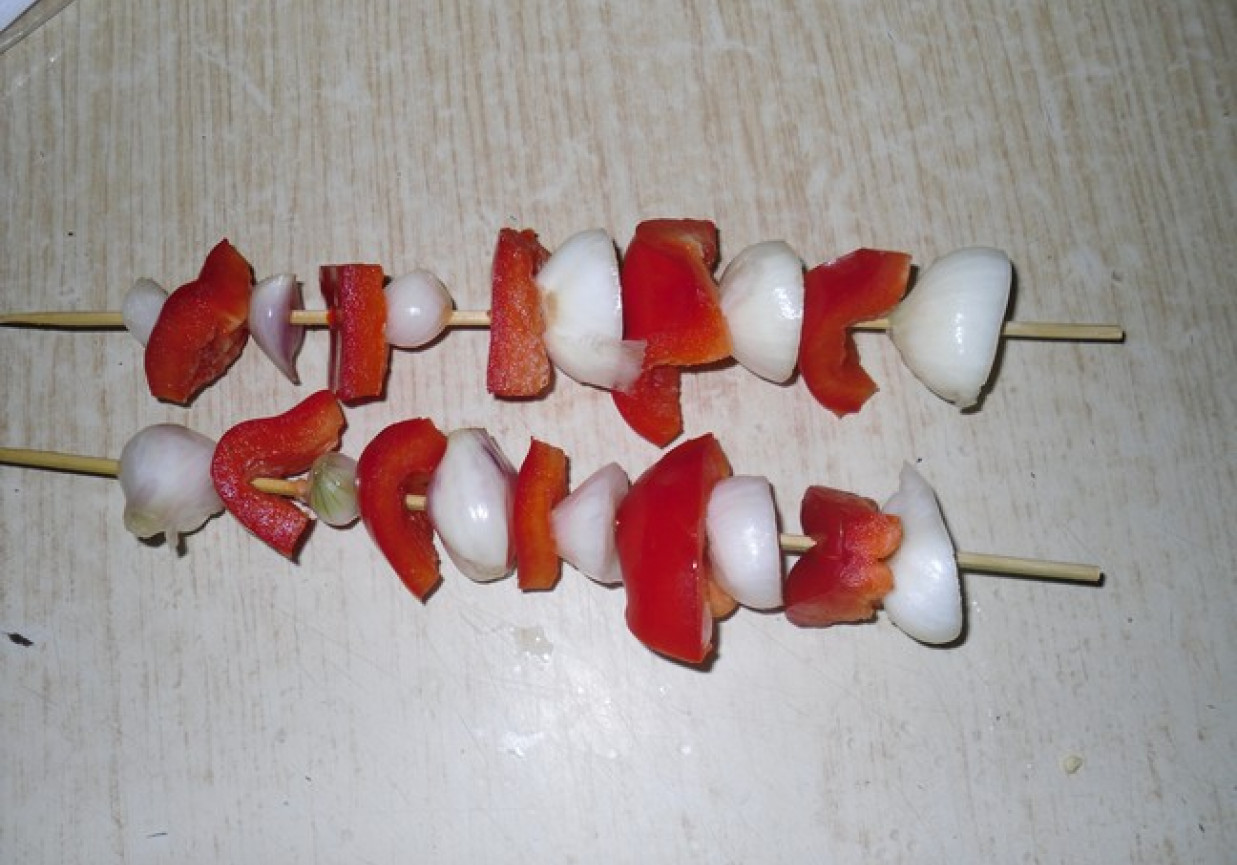 Czerwono - białe szaszłyki na grilla foto
