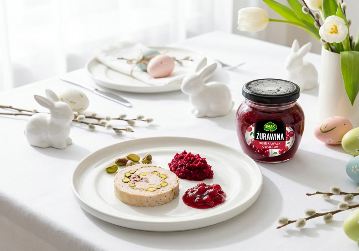 Delikatny pasztet z kurczaka i pistacji podany z ćwikłą i sosem żurawinowo-chrzanowym Tomka Jakubiaka foto