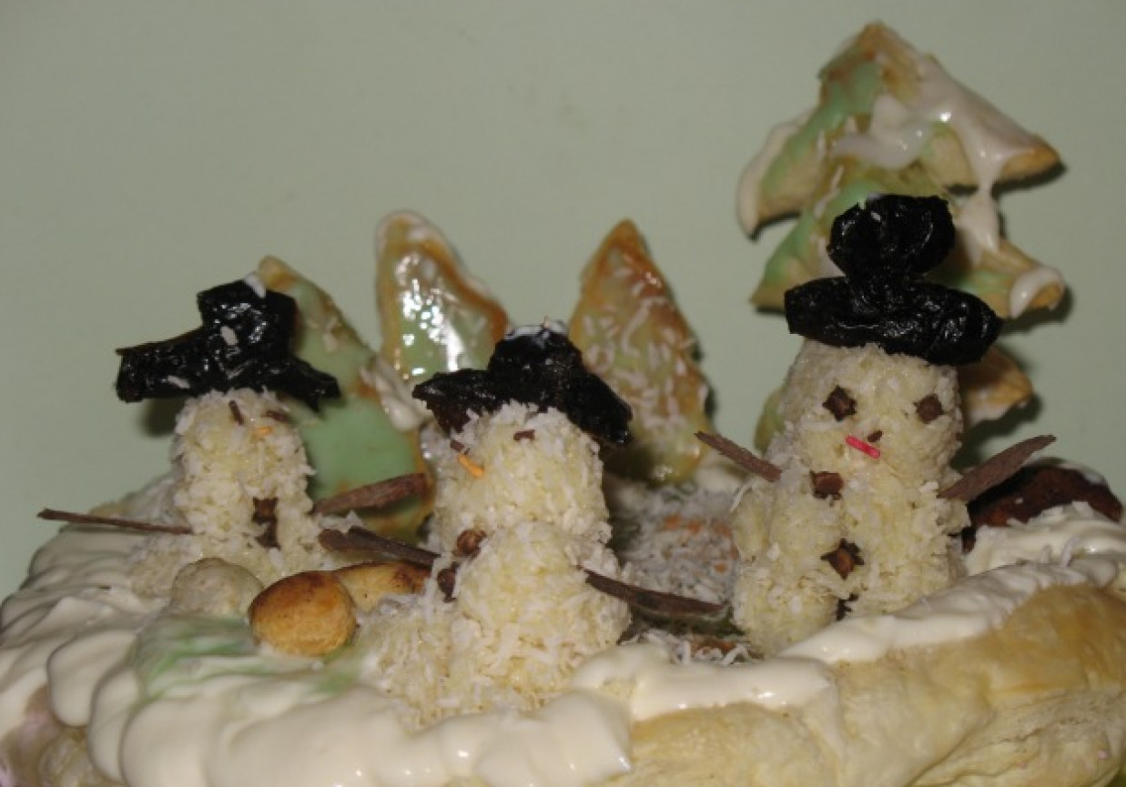 Deser z białej czekolady- Bałwanek foto