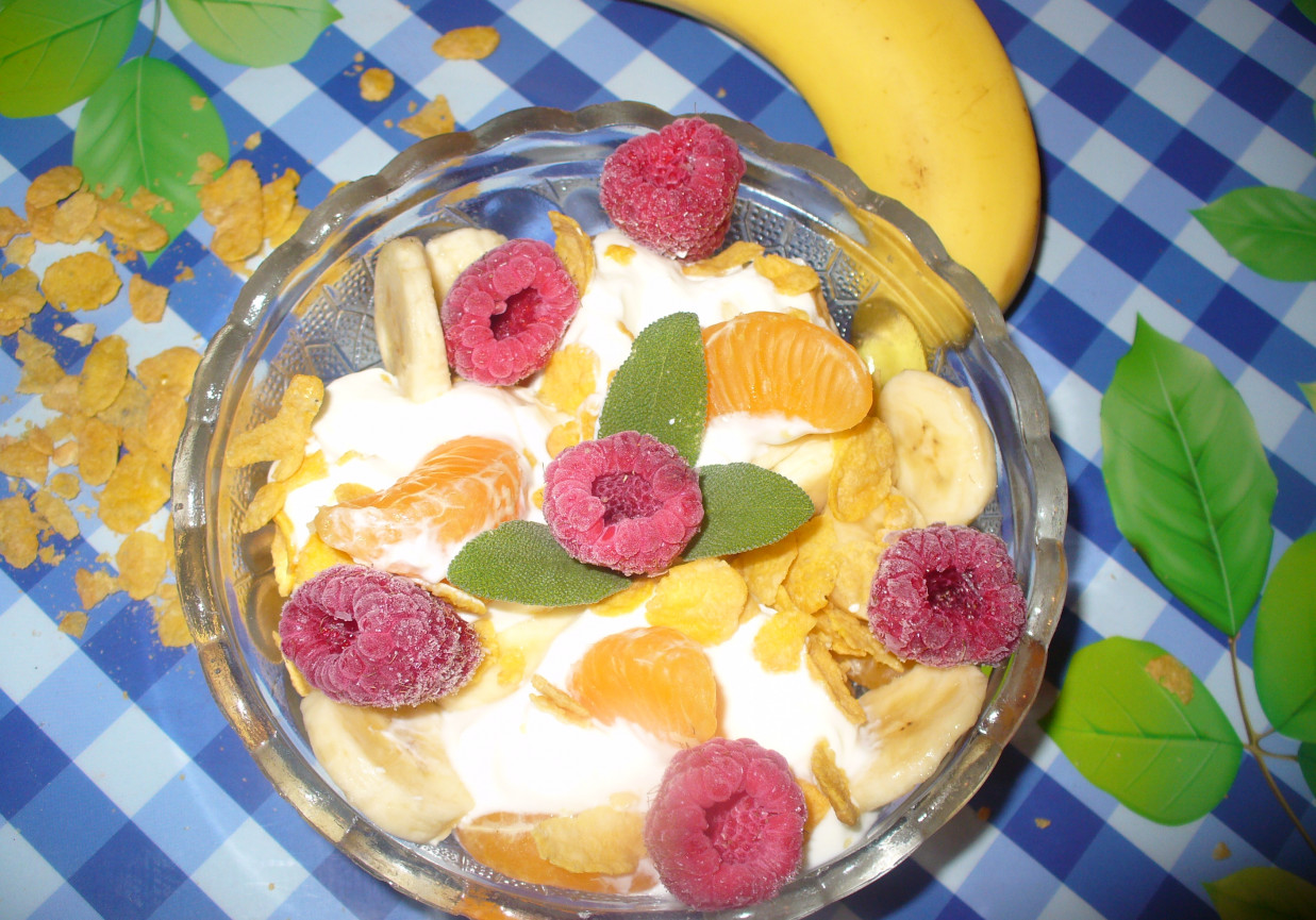 Deser z owocami i jogurtem greckim foto
