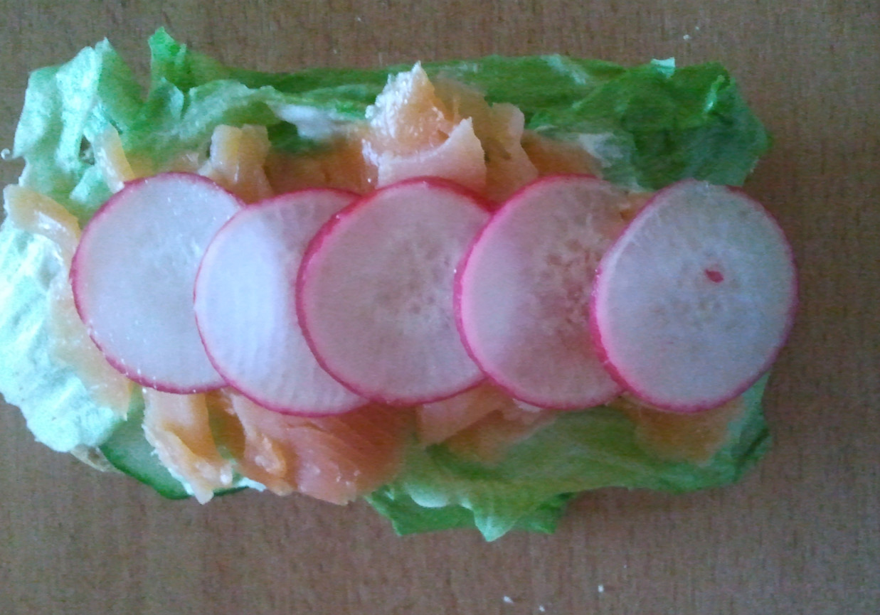 Dietetyczne kanapki z wędzonym łososiem i warzywami  foto