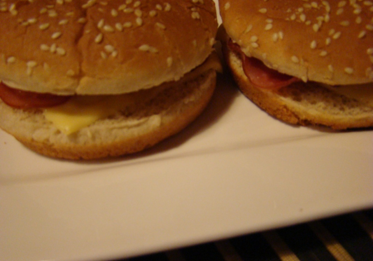 Domowe hamburgery z chipsami z wędliny foto