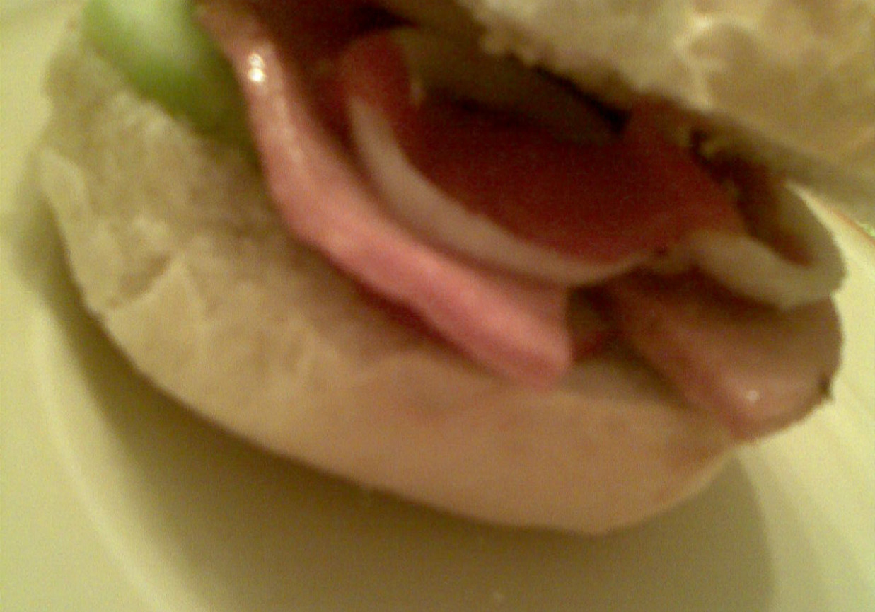 Domowy hamburger z mortadeli foto