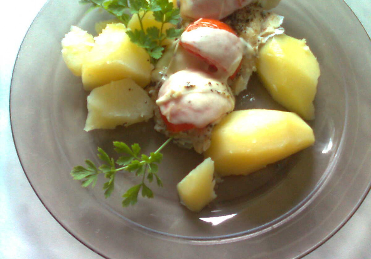 Dorsz zapiekany z pomidorami i mozzarellą foto