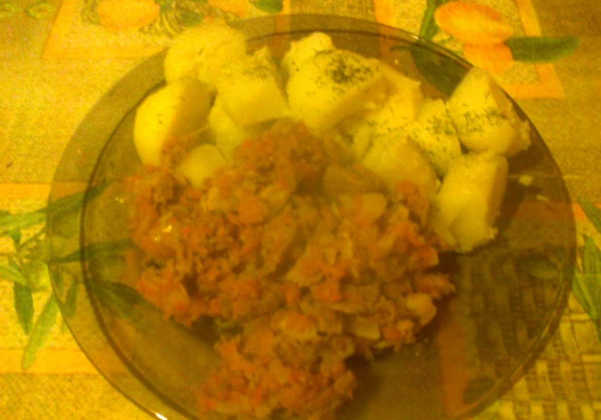 Duszone mięso z marchewką i ziemniakami foto