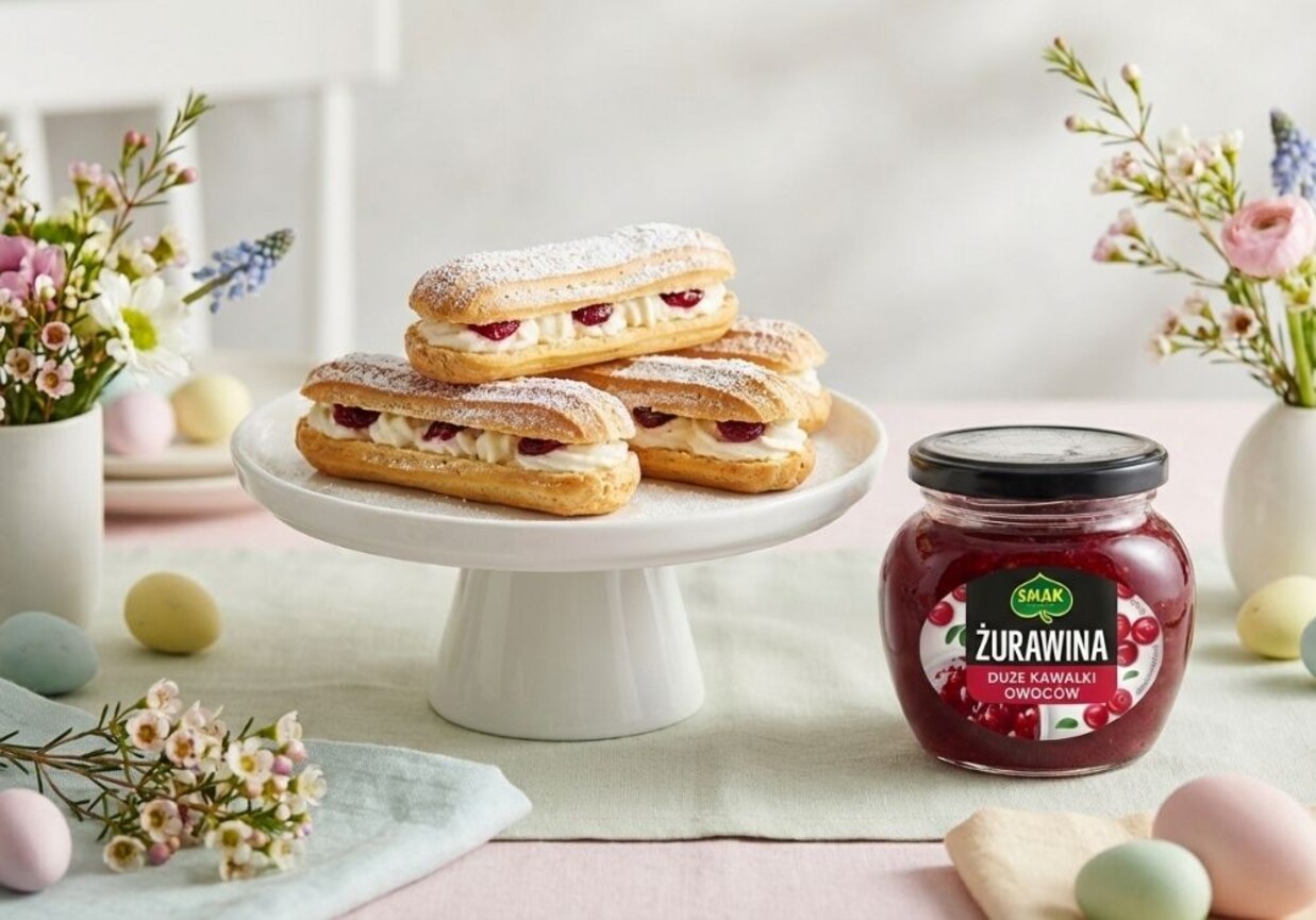 Eklerki wielkanocne z mascarpone i żurawiną foto