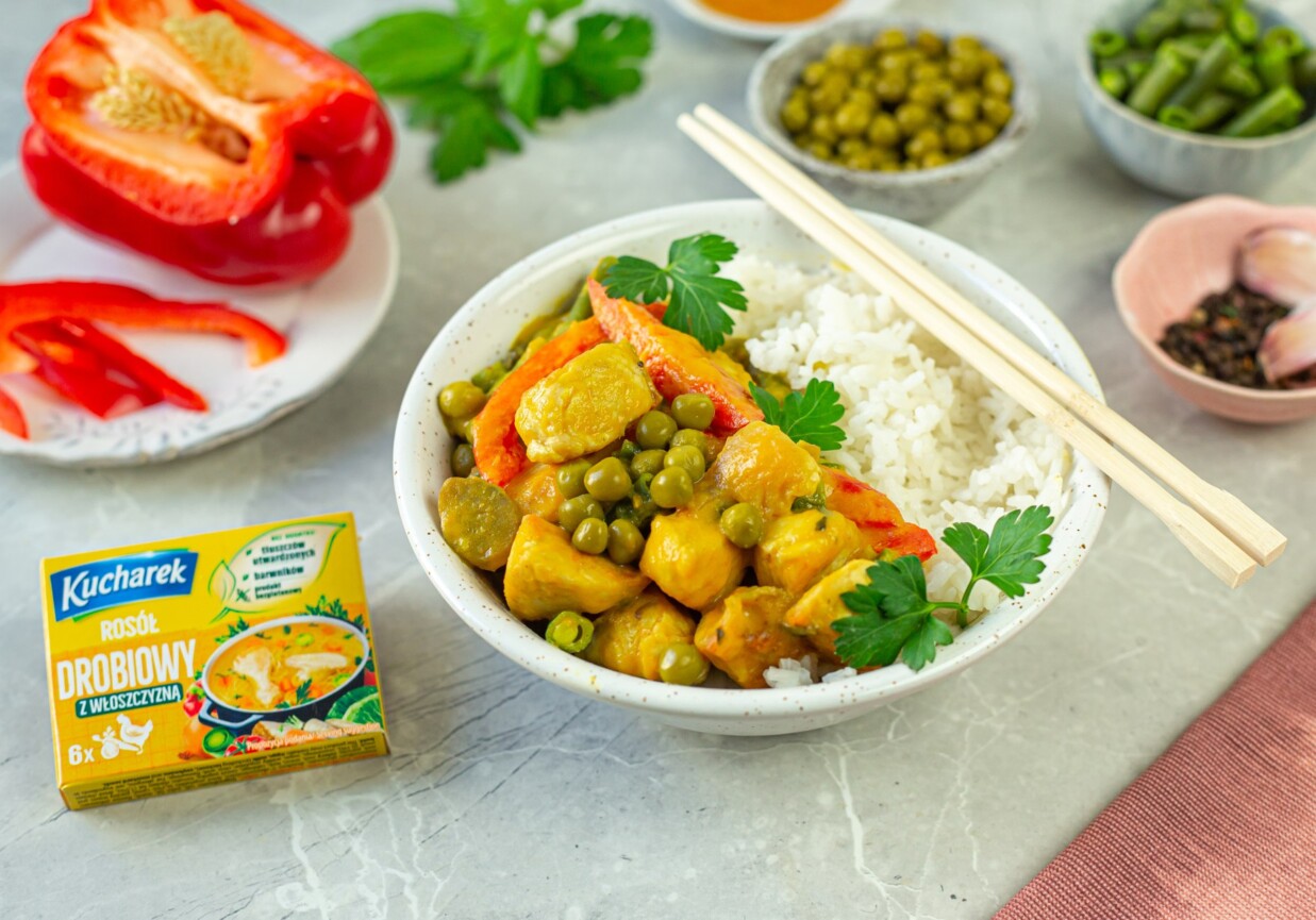 Ekspresowe curry z kurczaka z ryżem foto