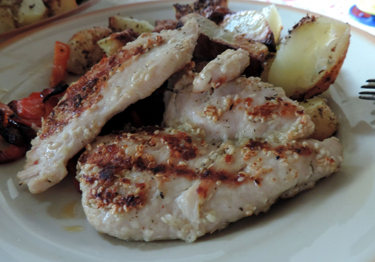 Filet z kurczaka z marynacie miodowo-sezamowej foto