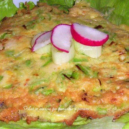 Krok 3 - Filetos don Poros, czyli filet drobiowy w cieście z porem. foto