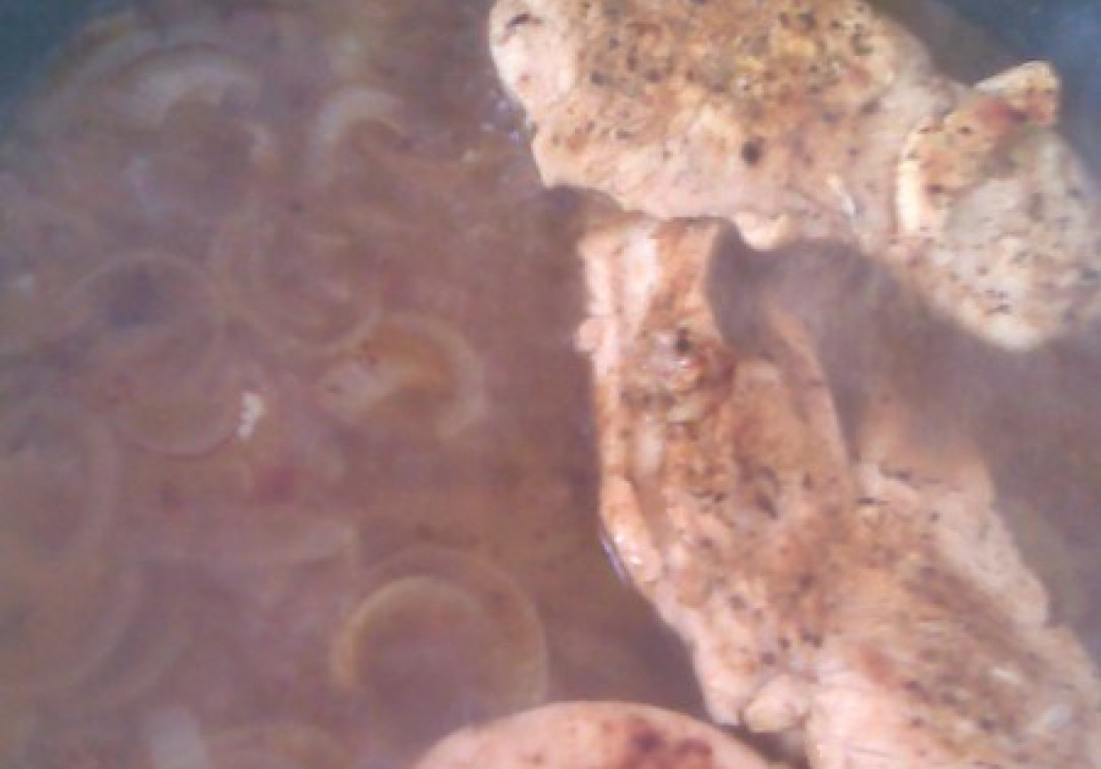 Filety w ziołach duszone z cebulką foto
