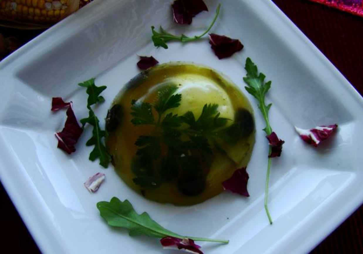 Galaretka z oliwkami ,serem i korniszonami foto