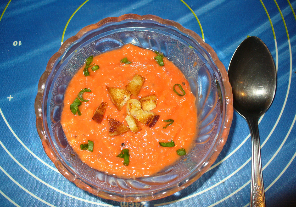 Gaspacho z pomidorów , cebuli i papryki foto