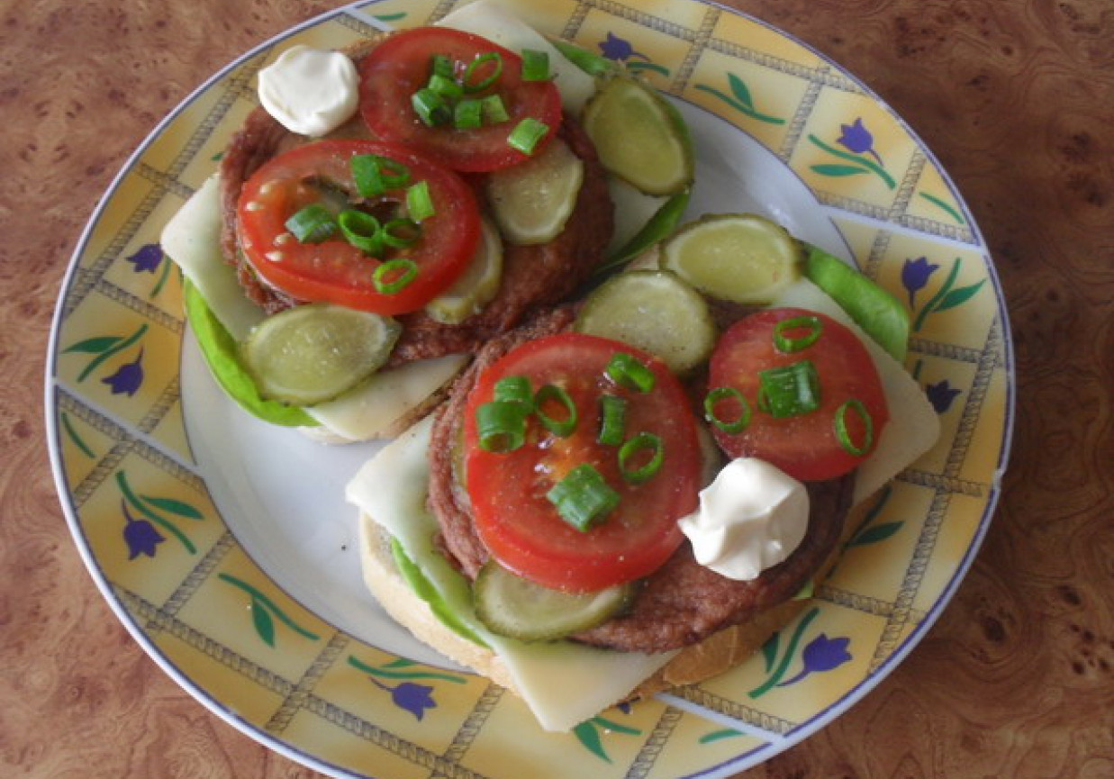 Hamburger drobiowy w wiosennej kanapce. foto