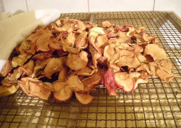 Fotografia przedstawiająca jabłkowe chipsy z cynamonem