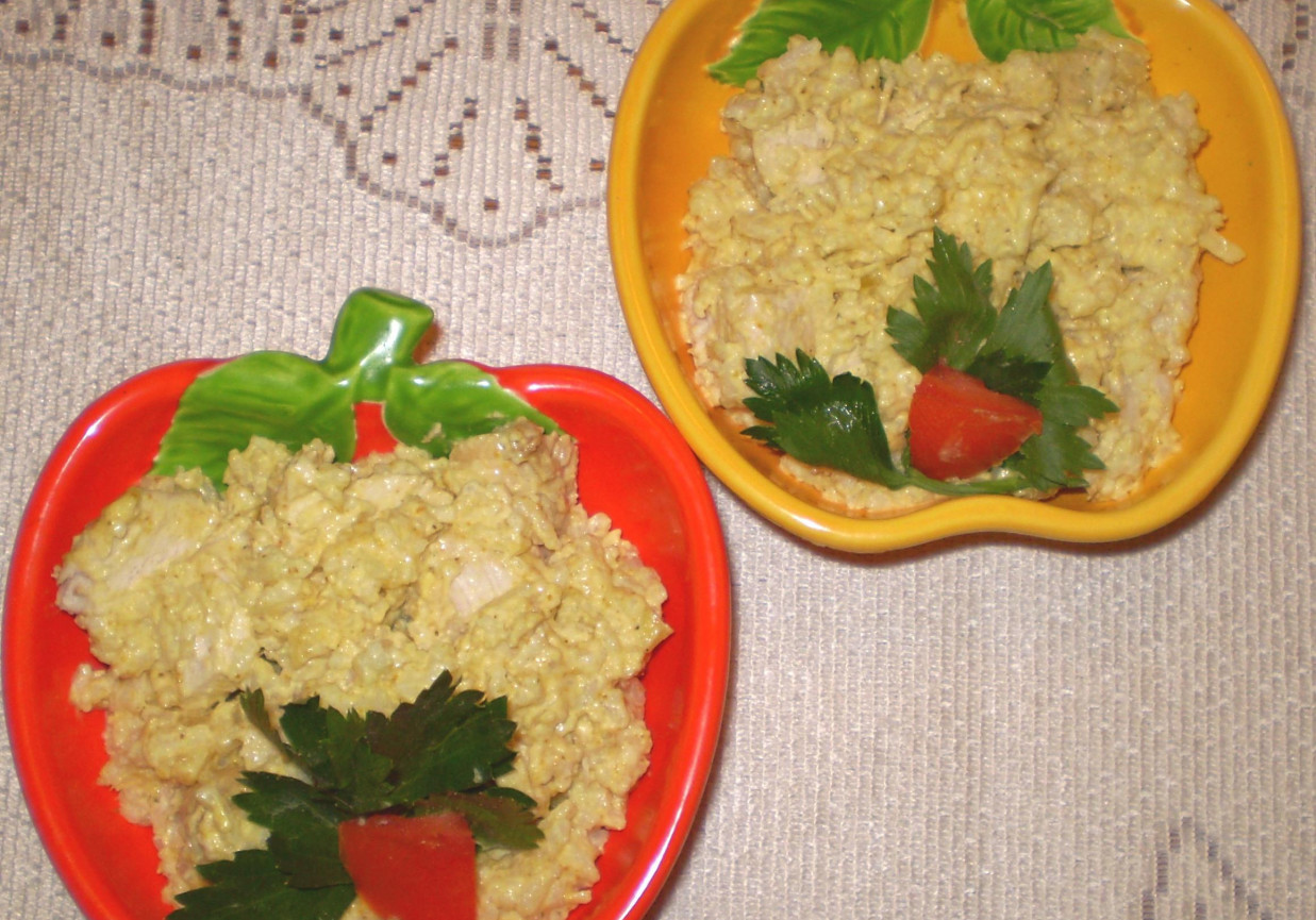 Jabłkowe curry z kurczaka z ryżem ( sałatka ) : foto