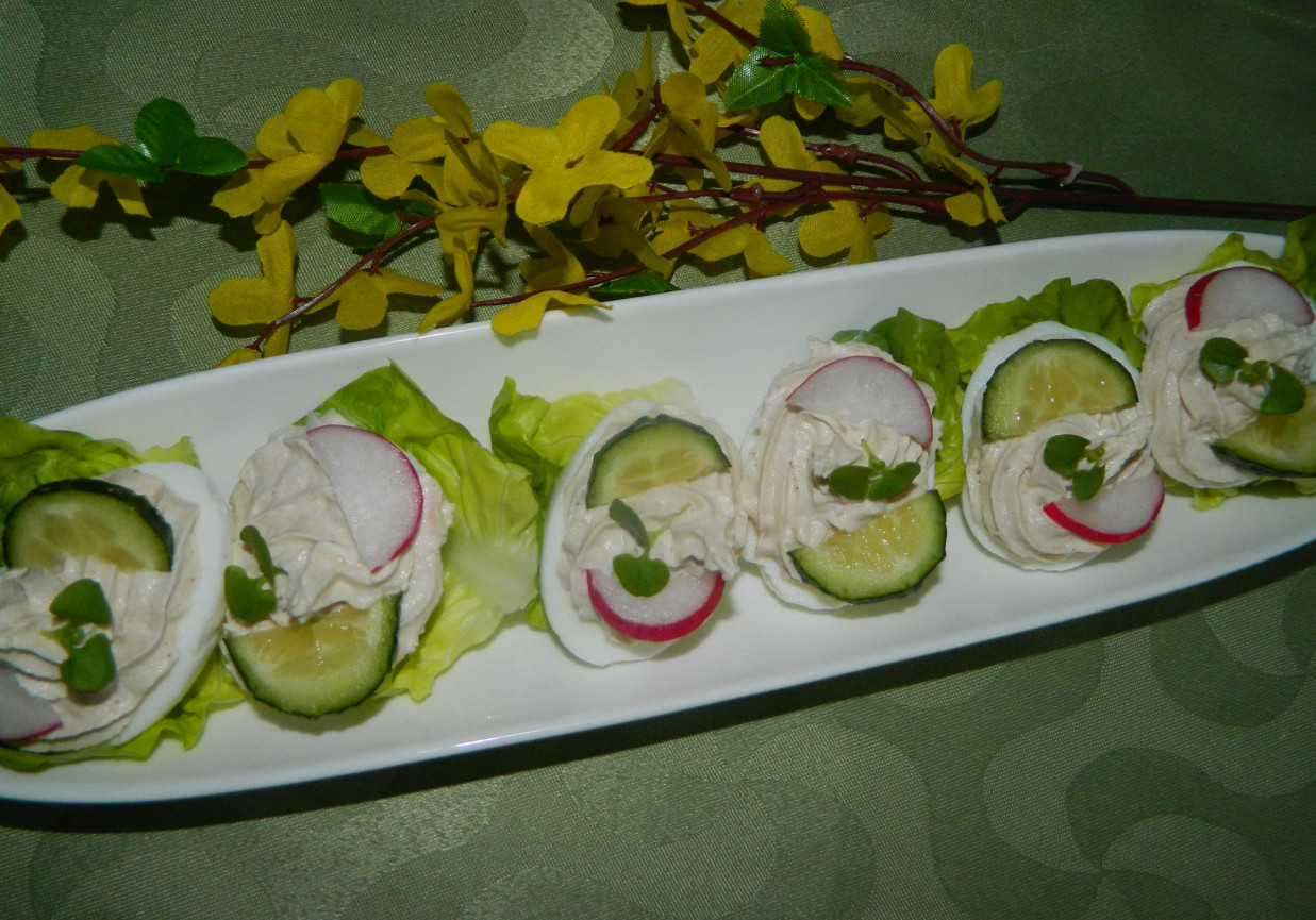 Jajka faszerowane białym serem i tuńczykiem foto