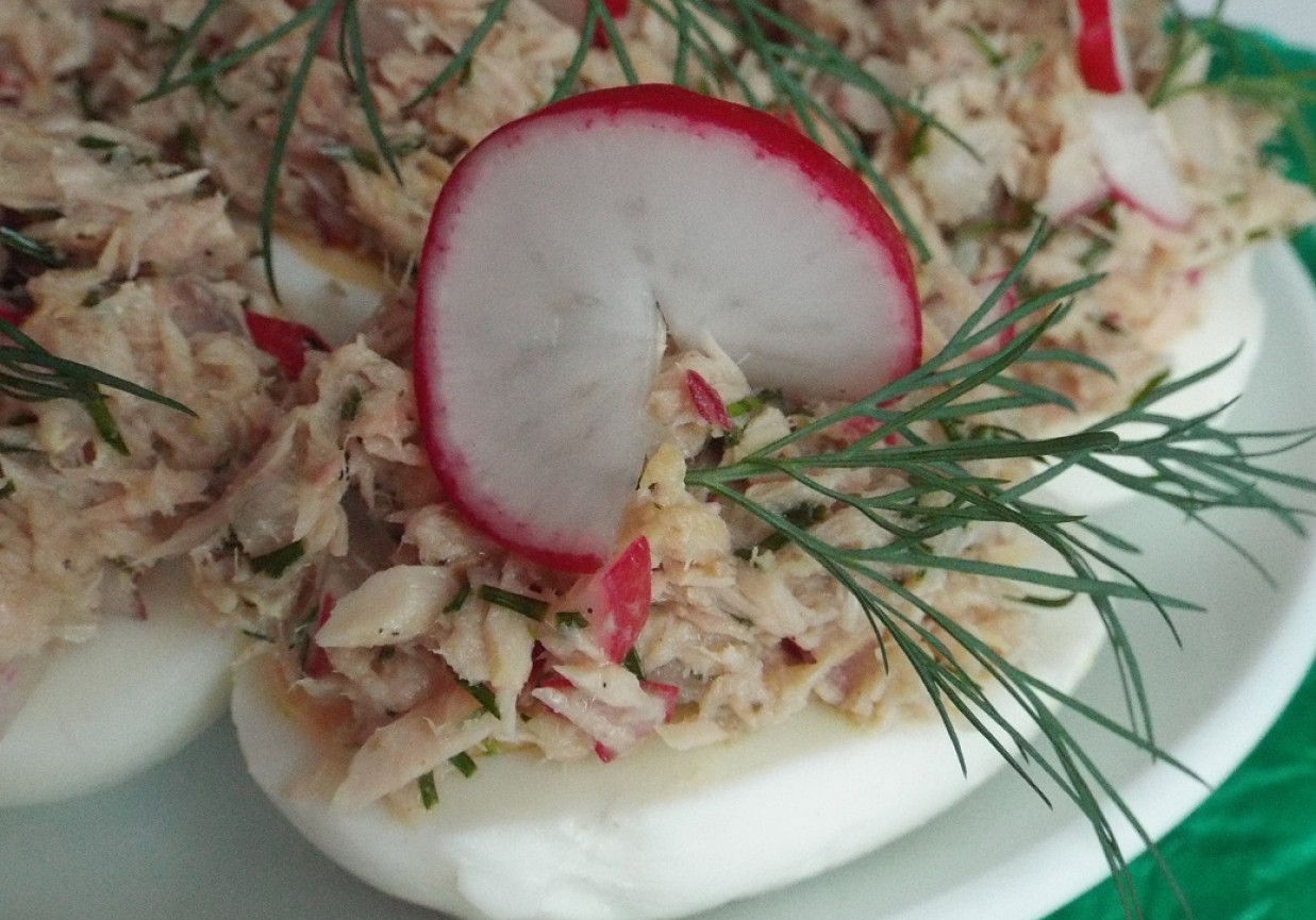 Jajka faszerowane tuńczykiem i rzodkiewką foto