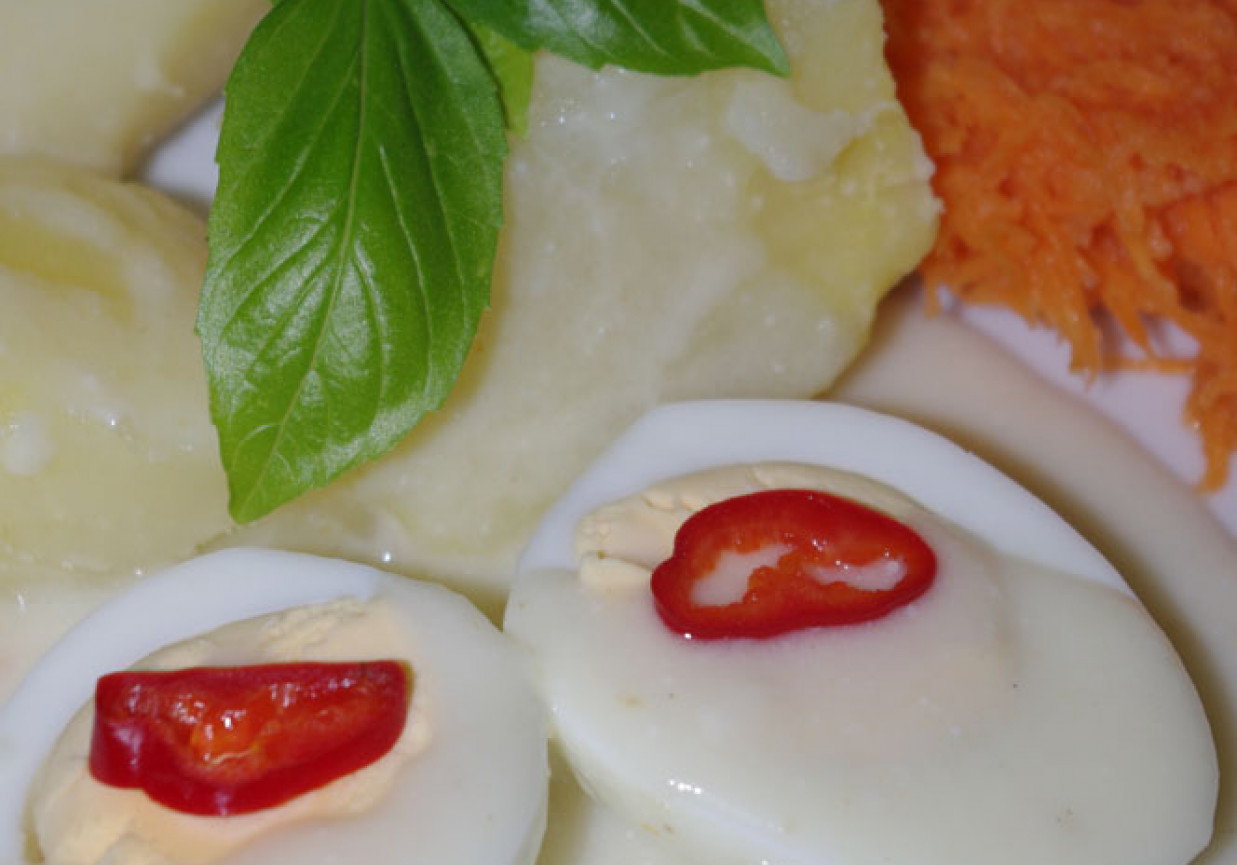 Jajka gotowane w sosie chrzanowym foto