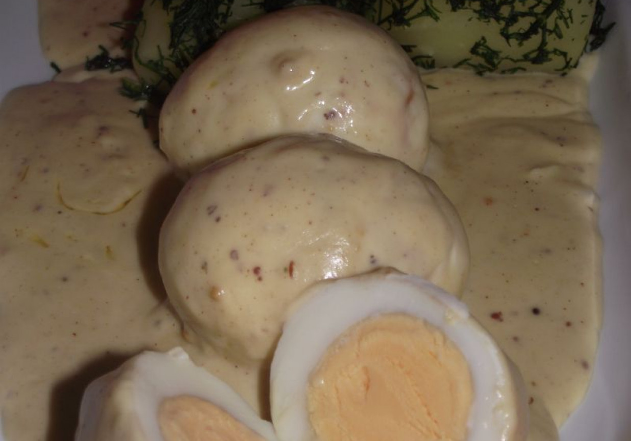 Jajka w sosie musztardowym. foto