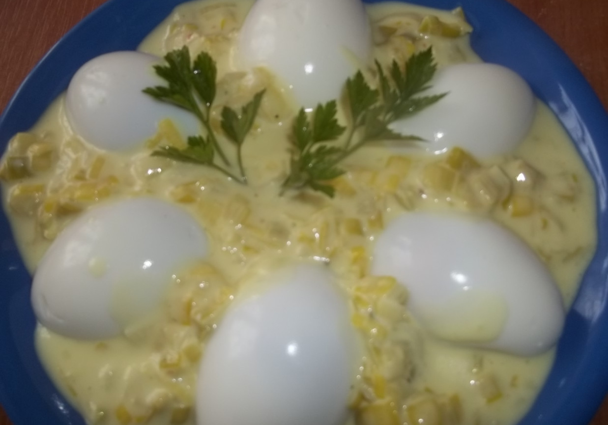 Jajka w sosie porowym  foto