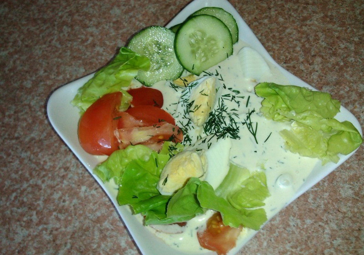 Jajka z warzywami w sosie koperkowym foto