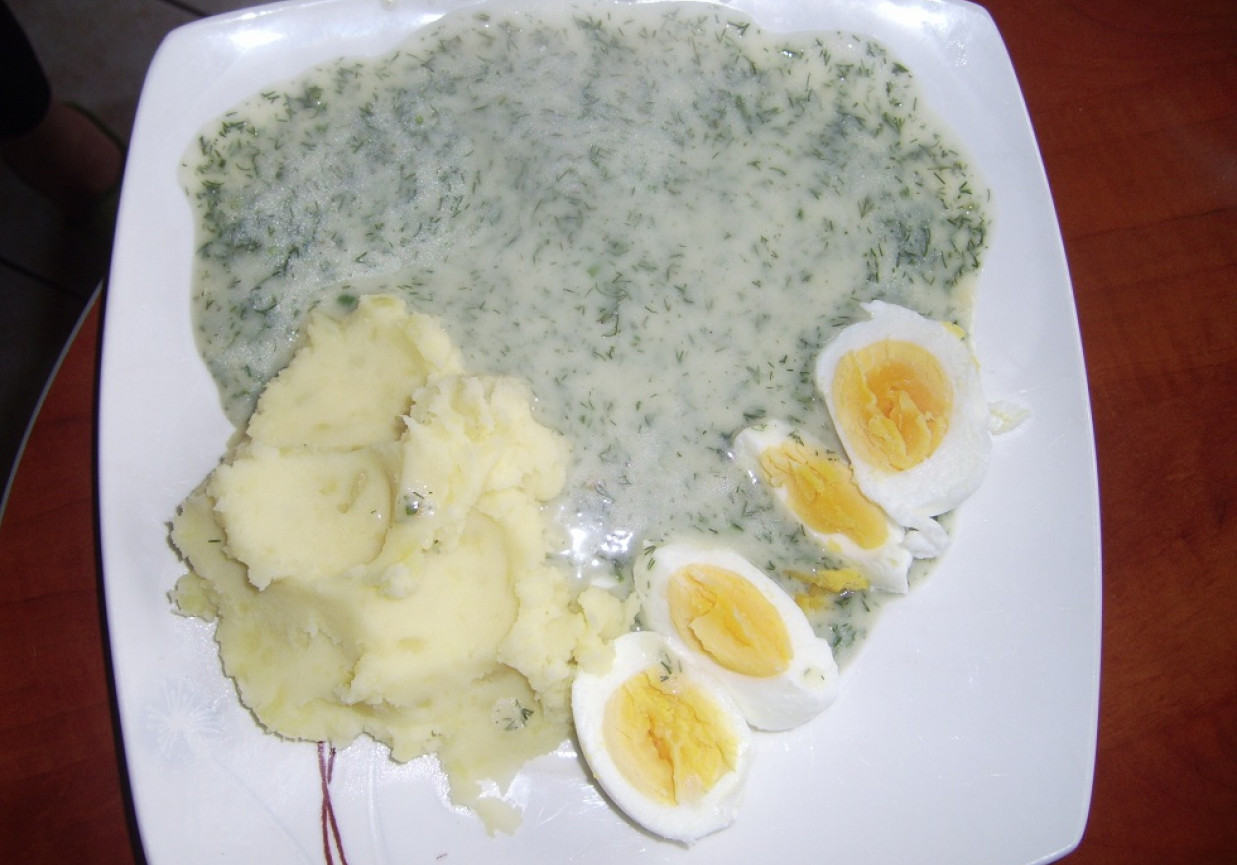 Jajko w sosie koperkowym foto