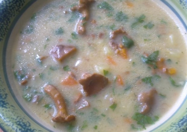 Fotografia przedstawiająca Jarzynowa zupa z kurkami