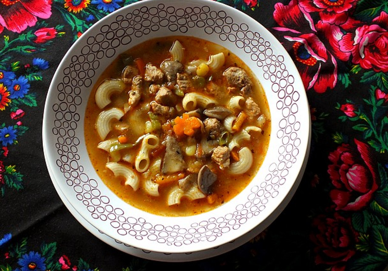 Jesienna zupa gulaszowa z maślakami foto