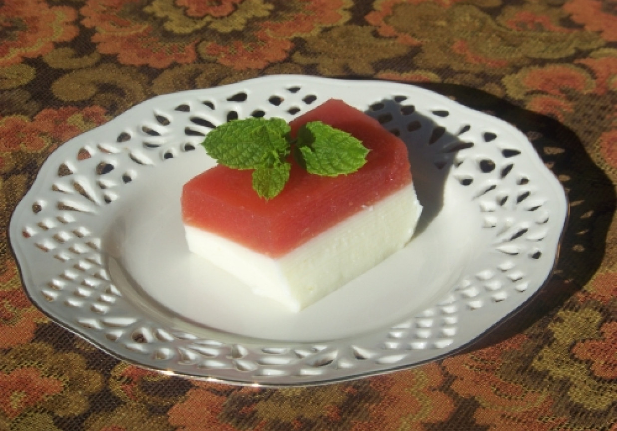 Jogurtowiec z wiśniową galaretką foto