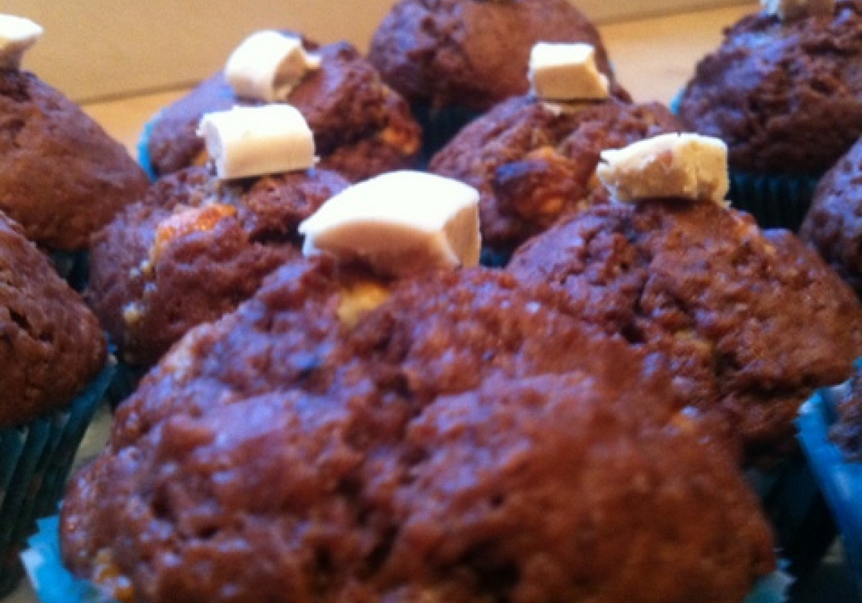 Kakaowe muffinki z biała czekoladą foto