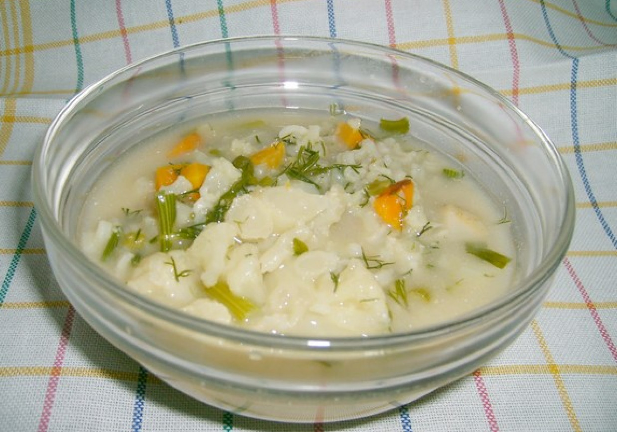 kalafiorowa z ryżem zupa foto