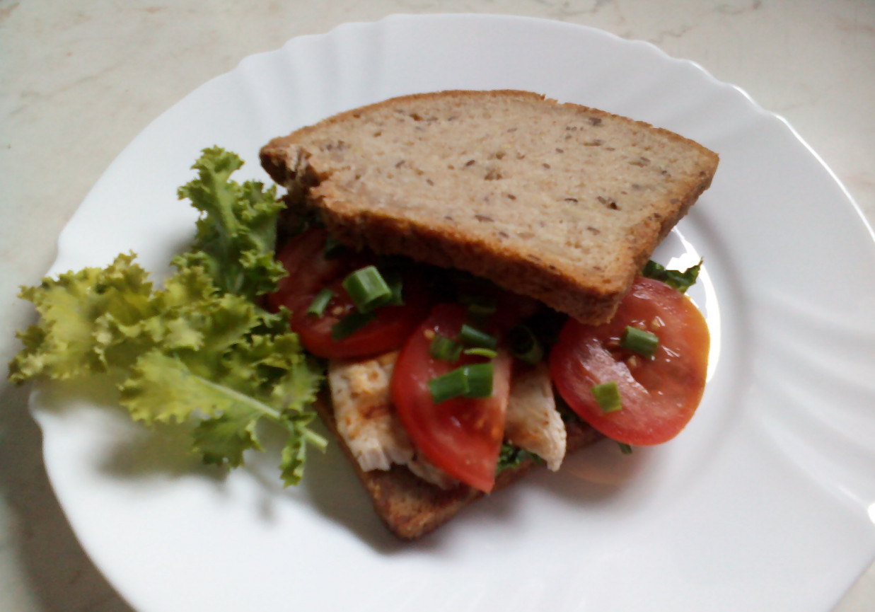 kanapka z kurczakiem grillowanym i warzywami foto