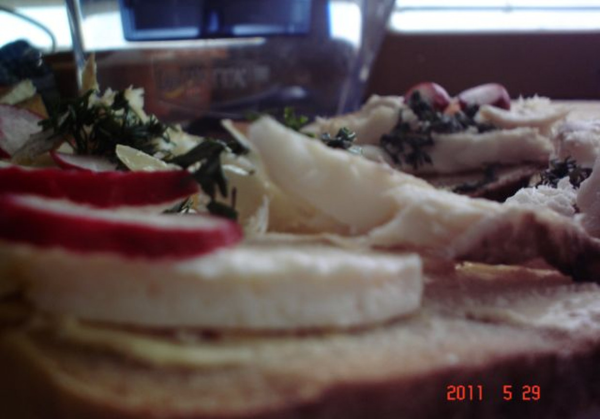 Kanapki z wędzonym dorszem i serem capri foto