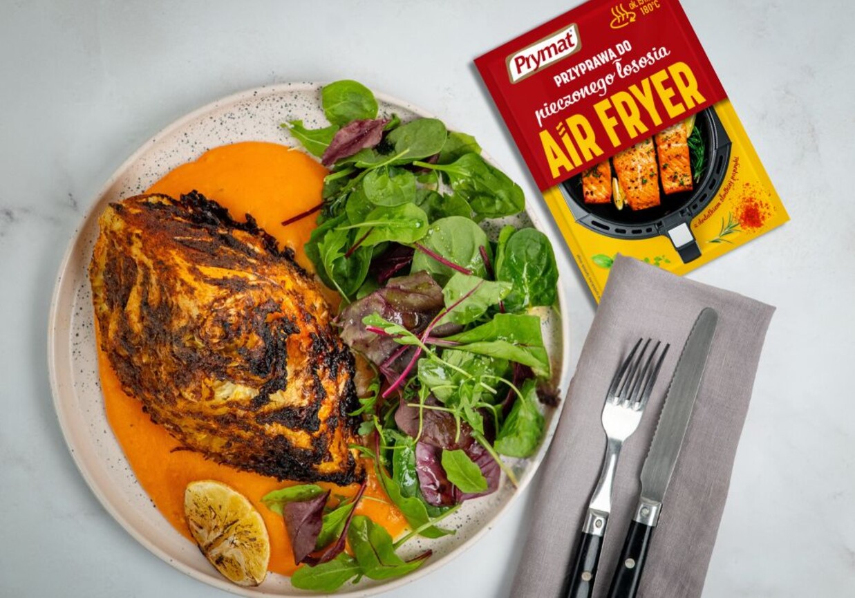 Kapusta pieczona w aromatycznym oleju w air fyerze foto