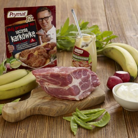 Krok 1 - Karkówka z musztardą i bananami foto